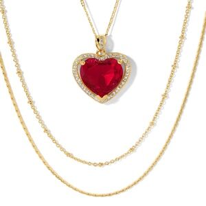 New Vanessa Mooney THE CORA HEART NECKLACE Triple Chain Necklace set